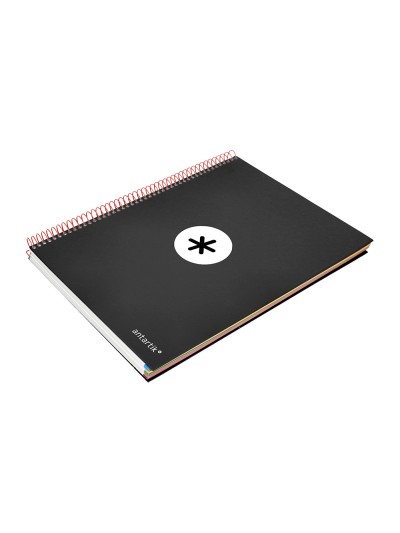 Cuaderno espiral a4 micro antartik tapa forrada 120h 90 gr horizontal 5 bandas 4 taladros color negro