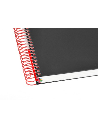Cuaderno espiral a4 micro antartik tapa forrada 120h 90 gr horizontal 5 bandas 4 taladros color negro
