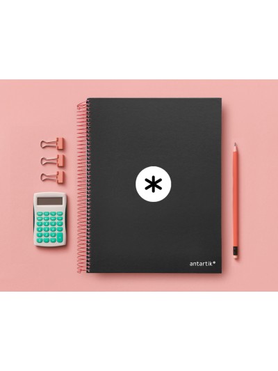 Cuaderno espiral a4 micro antartik tapa forrada 120h 90 gr horizontal 5 bandas 4 taladros color negro