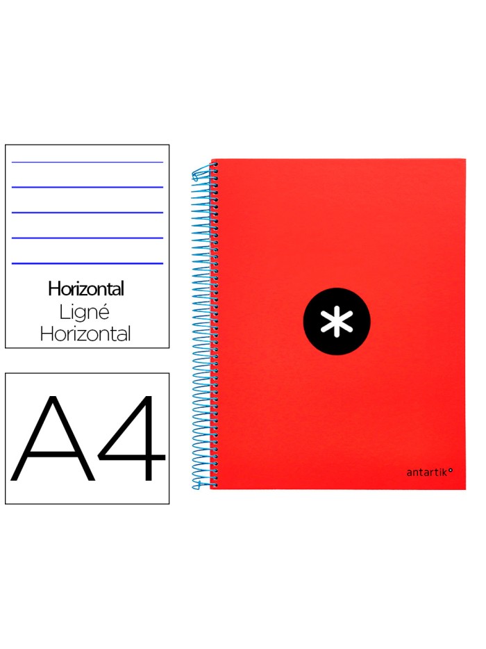 Cuaderno espiral a4 micro antartik tapa forrada 120h 90 gr horizontal 5 bandas 4 taladros color rojo Cuaderno espiral a4 micro antartik tapa forrada 120h 90 gr horizontal 5 bandas 4 taladros color rojo