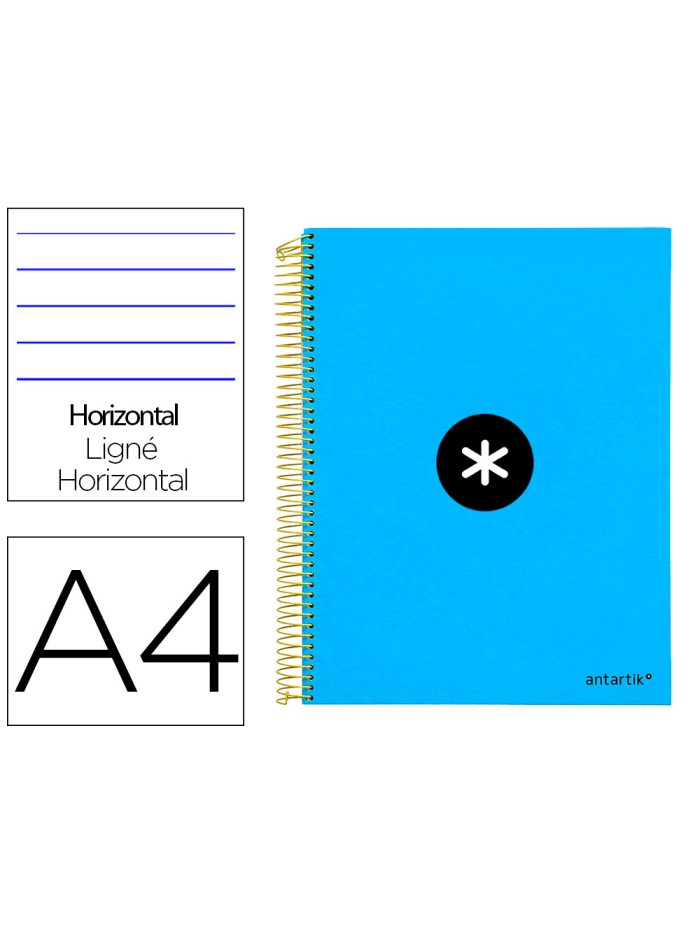 Cuaderno espiral a4 micro antartik tapa forrada 120h 90 gr horizontal 5 bandas 4 taladros color azul Cuaderno espiral a4 micro antartik tapa forrada 120h 90 gr horizontal 5 bandas 4 taladros color azul