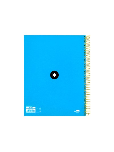 Cuaderno espiral a4 micro antartik tapa forrada 120h 90 gr horizontal 5 bandas 4 taladros color azul