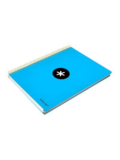 Cuaderno espiral a4 micro antartik tapa forrada 120h 90 gr horizontal 5 bandas 4 taladros color azul