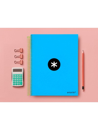 Cuaderno espiral a4 micro antartik tapa forrada 120h 90 gr horizontal 5 bandas 4 taladros color azul