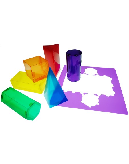 Juego plantillas 3d henbea plastico flexible formas geometricas colores translucidos 35x35 cm set con