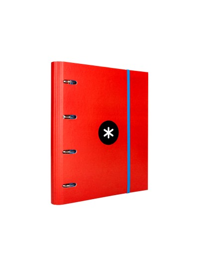 Carpeta con recambio antartik a4 cuadro 5mm forrada 4 anillas 40mm redondas con solapa color rojo