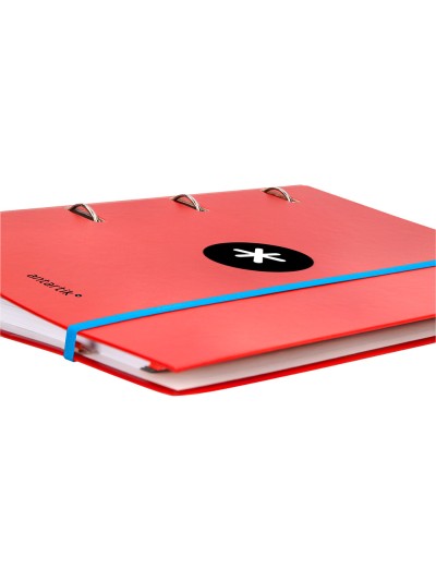 Carpeta con recambio antartik a4 cuadro 5mm forrada 4 anillas 40mm redondas con solapa color rojo