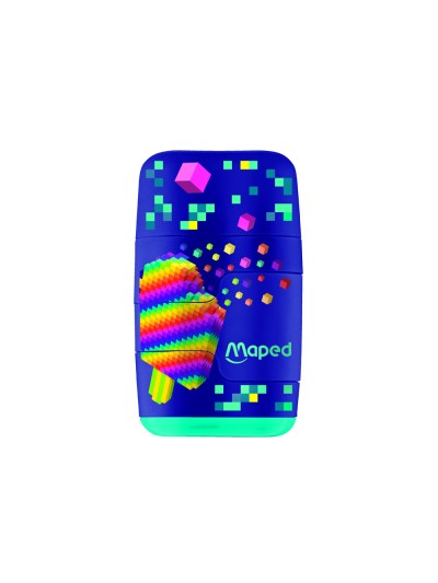 Sacapuntas maped plastico connect pixel party 2 usos con goma de borrar