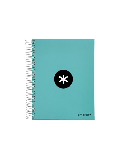 Cuaderno espiral a5 micro antartik tapa forrada120h 90 gr cuadro 5 mm 5 banda6 taladros color menta