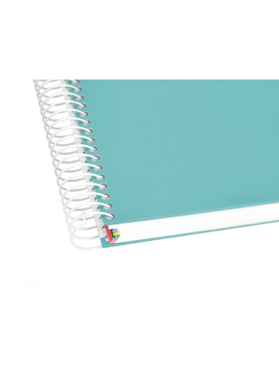 Cuaderno espiral a5 micro antartik tapa forrada120h 90 gr cuadro 5 mm 5 banda6 taladros color menta