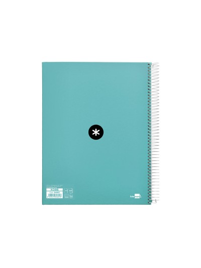 Cuaderno espiral a4 micro antartik tapa forrada 120h 90 gr cuadro 5mm 5 bandas 4 taladros color menta