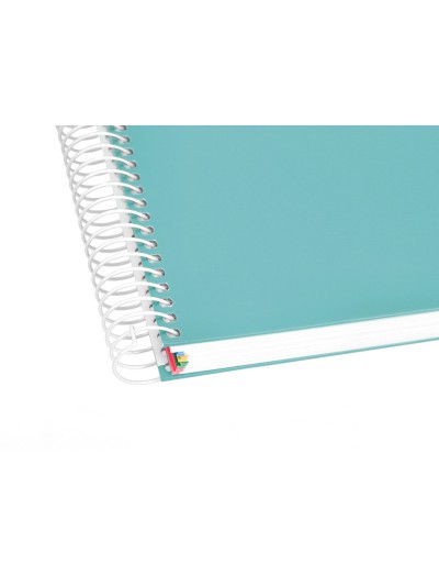 Cuaderno espiral a4 micro antartik tapa forrada 120h 90 gr cuadro 5mm 5 bandas 4 taladros color menta