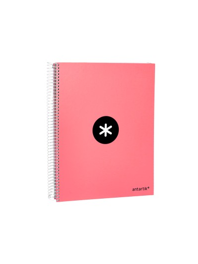 Cuaderno espiral a4 micro antartik tapa forrada 120h 90 gr cuadro 5mm 5 bandas 4 taladros color coral