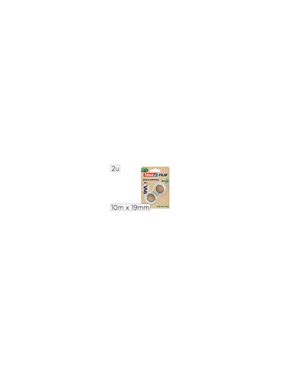 Cinta adhesiva tesa film eco&cristal transparente 10 mt x 19 mm blister de 2 unidades
