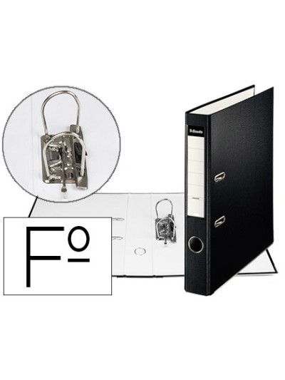 Archivador de palanca esselte carton forrado pvc folio lomo de 50 mm con rado negro