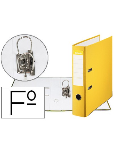 Archivador de palanca esselte carton forrado pvc folio lomo de 75 mm con rado amarillo