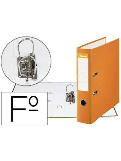 Archivador de palanca esselte carton forrado pvc folio lomo de 75 mm con rado naranja