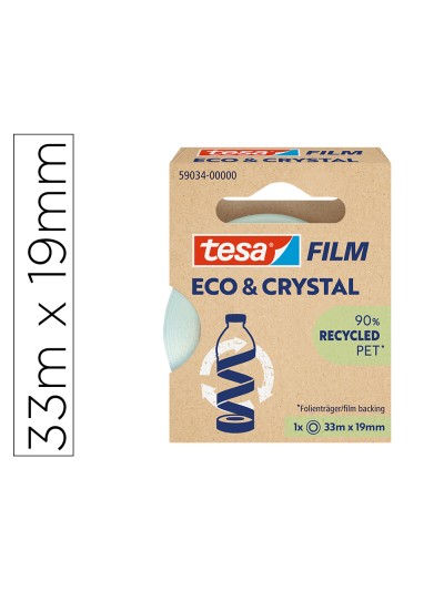 Cinta adhesiva tesa film eco&cristal transparente 33 mt x 19 mm