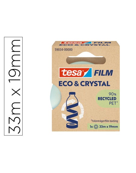 Cinta adhesiva tesa film eco&cristal transparente 33 mt x 19 mm