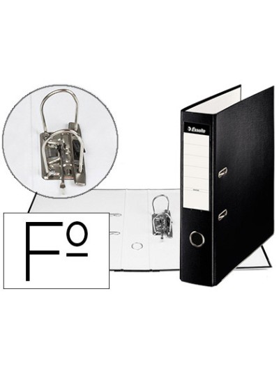 Archivador de palanca esselte carton forrado pvc folio lomo de 75 mm con rado negro