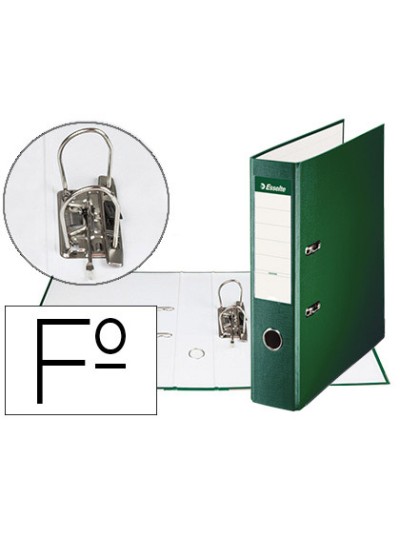 Archivador de palanca esselte carton forrado pvc folio lomo de 75 mm con rado verde