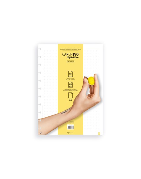Recambio cuaderno carchivo ingeniox a4 50 hojas dots
