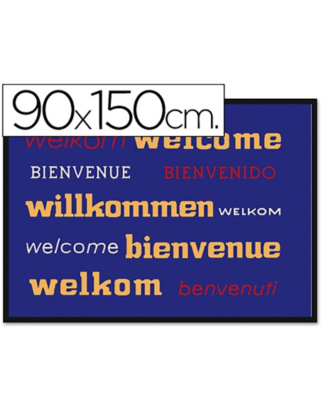Alfombra fast-paperflow antipolvo de poliamido bienvenido azul 90x150 cms