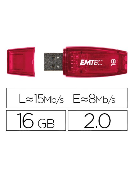 Memoria usb emtec flash c410 16 gb 2.0 rojo