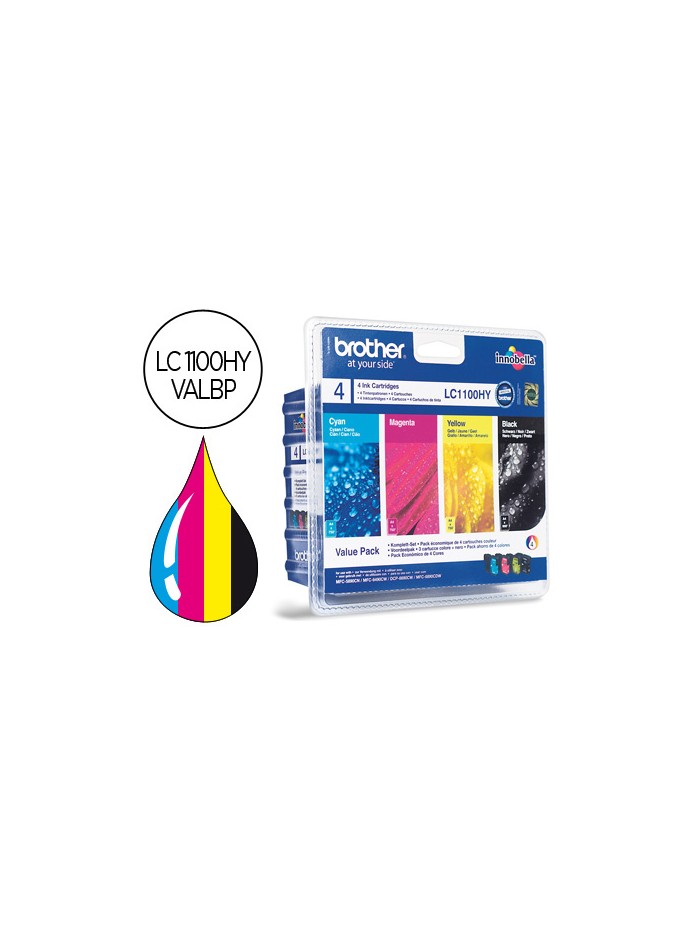 Ink-jet brother lc-1100bk /m/y/c pack 4 colores alta capacidad 900 pag bk- 750 pag m/y/c- Ink-jet brother lc-1100bk /m/y/c pack 4 colores alta capacidad 900 pag bk- 750 pag m/y/c-