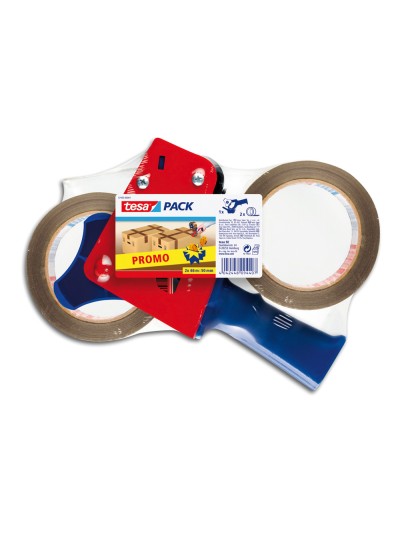 Portarrollo tesa para embalaje para rollos de 66mt x 50mm 2 rollos cinta marron