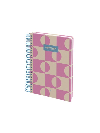 Agenda espiral liderpapel classic 2025 dia pagina expositor de 12 unidades surtidas papel 70 gr