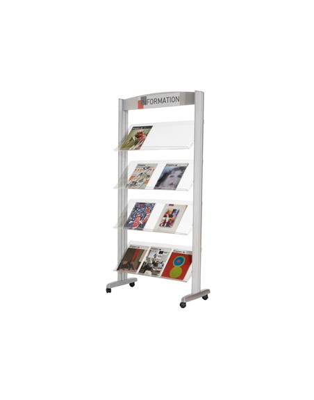 Expositor paperflow de suelo metalico baldas transparentes 4 estantes
