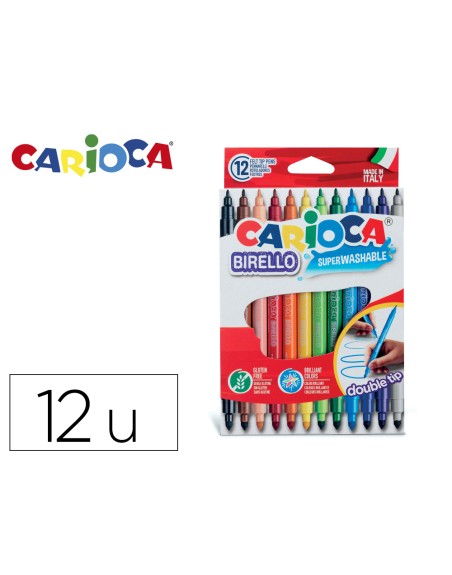 Rotulador carioca birello bipunta caja de 12 colores surtidos