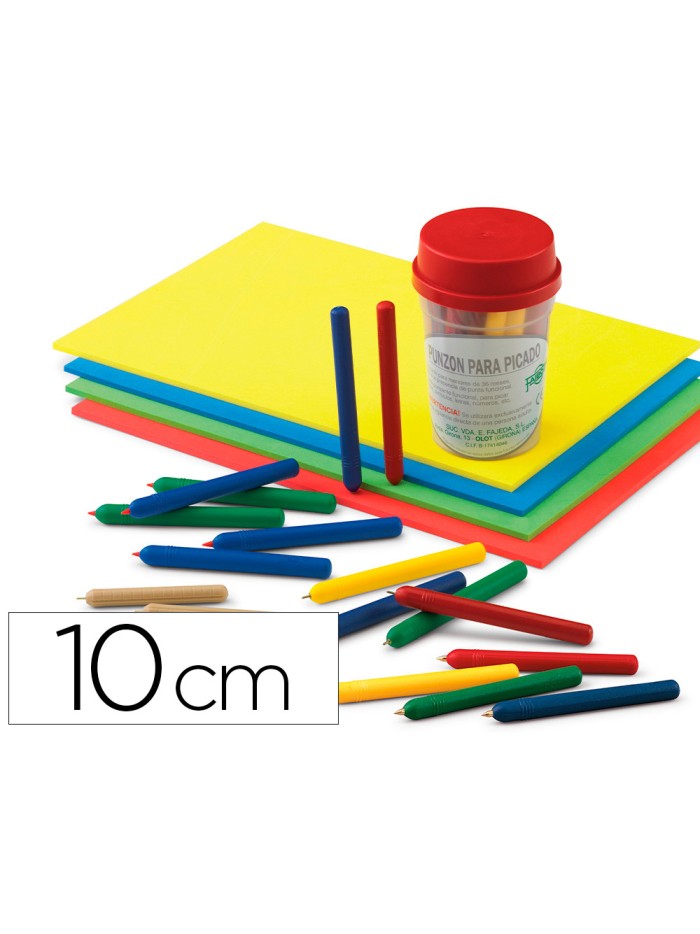 Punzon faibo plastico con punta de acero latonado 10 cm colores surtidos Punzon faibo plastico con punta de acero latonado 10 cm colores surtidos