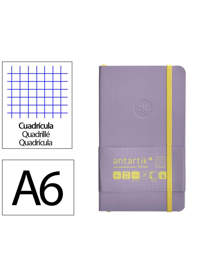 Cuaderno con gomilla antartik notes tapa blanda a6 cuadricula morado y amarillo 100 hojas 80 gr fsc Cuaderno con gomilla antartik notes tapa blanda a6 cuadricula morado y amarillo 100 hojas 80 gr fsc