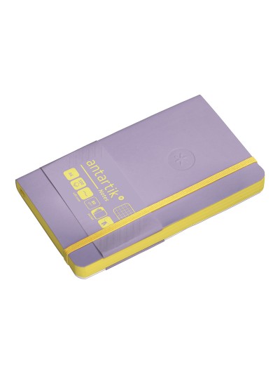 Cuaderno con gomilla antartik notes tapa blanda a6 cuadricula morado y amarillo 100 hojas 80 gr fsc