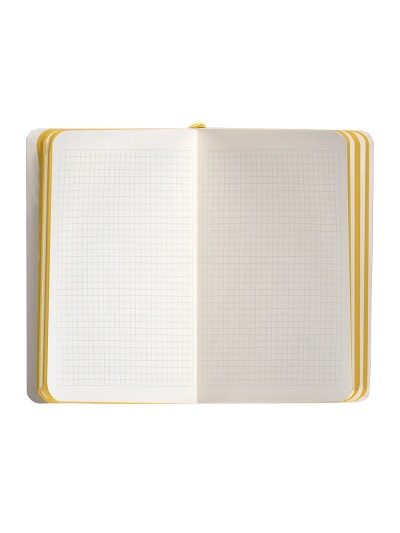 Cuaderno con gomilla antartik notes tapa blanda a6 cuadricula morado y amarillo 100 hojas 80 gr fsc