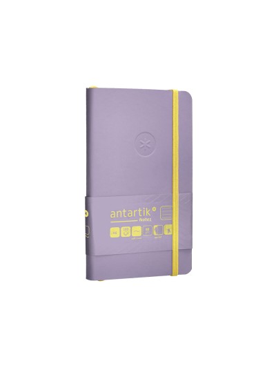 Cuaderno con gomilla antartik notes tapa blanda a6 rayas morado y amarillo 100 hojas 80 gr fsc