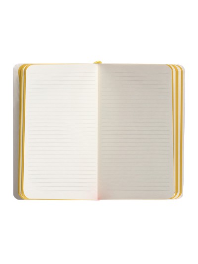 Cuaderno con gomilla antartik notes tapa blanda a6 rayas morado y amarillo 100 hojas 80 gr fsc