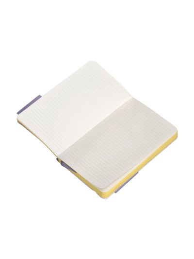 Cuaderno con gomilla antartik notes tapa blanda a6 rayas morado y amarillo 100 hojas 80 gr fsc