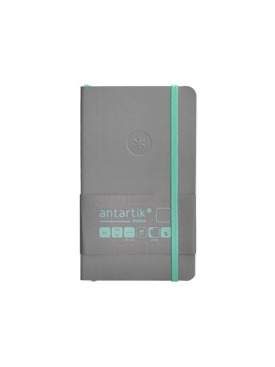 Cuaderno con gomilla antartik notes tapa blanda a6 hojas lisas gris y turquesa 100 hojas 80 gr fsc