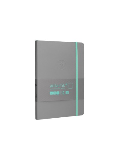 Cuaderno con gomilla antartik notes tapa blanda a5 hojas puntos gris y turquesa 80 hojas 80 gr fsc
