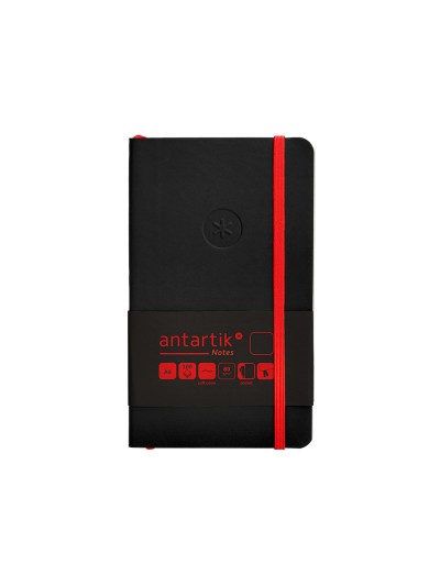 Cuaderno con gomilla antartik notes tapa blanda a6 hojas lisas negro y rojo 100 hojas 80 gr fsc