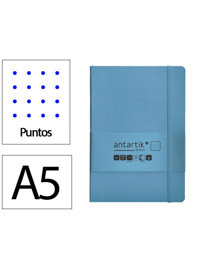 Cuaderno con gomilla antartik notes tapa blanda a5 hojas puntos azul claro 80 hojas 80 gr fsc Cuaderno con gomilla antartik notes tapa blanda a5 hojas puntos azul claro 80 hojas 80 gr fsc