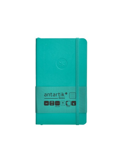 Cuaderno con gomilla antartik notes tapa blanda a6 rayas turquesa 100 hojas 80 gr fsc