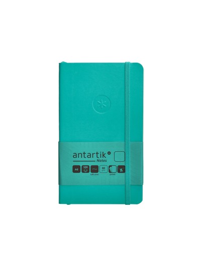 Cuaderno con gomilla antartik notes tapa blanda a6 hojas lisas turquesa 100 hojas 80 gr fsc