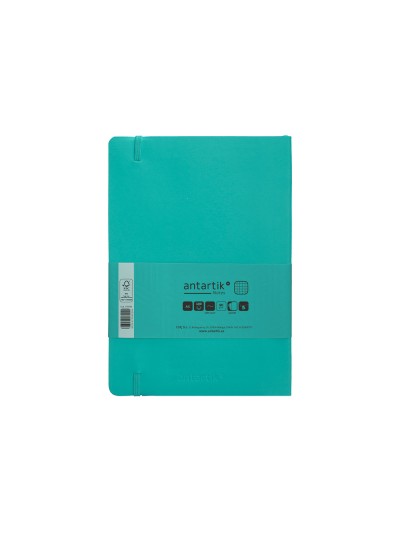 Cuaderno con gomilla antartik notes tapa blanda a5 hojas cuadricula turquesa 80 hojas 80 gr fsc