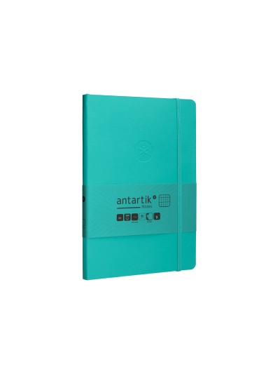 Cuaderno con gomilla antartik notes tapa blanda a5 hojas cuadricula turquesa 80 hojas 80 gr fsc