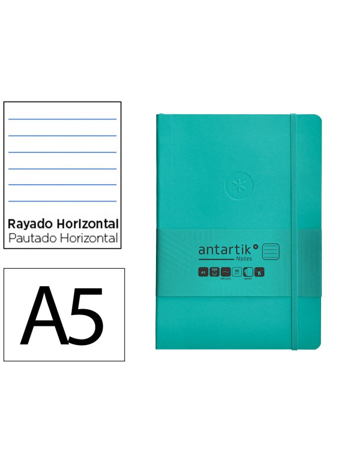 Cuaderno con gomilla antartik notes tapa blanda a5 hojas rayas turquesa 80 hojas 80 gr fsc Cuaderno con gomilla antartik notes tapa blanda a5 hojas rayas turquesa 80 hojas 80 gr fsc
