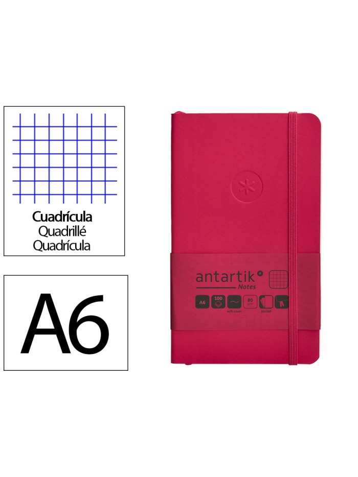 Cuaderno con gomilla antartik notes tapa blanda a6 cuadricula burdeos 100 hojas 80 gr fsc Cuaderno con gomilla antartik notes tapa blanda a6 cuadricula burdeos 100 hojas 80 gr fsc